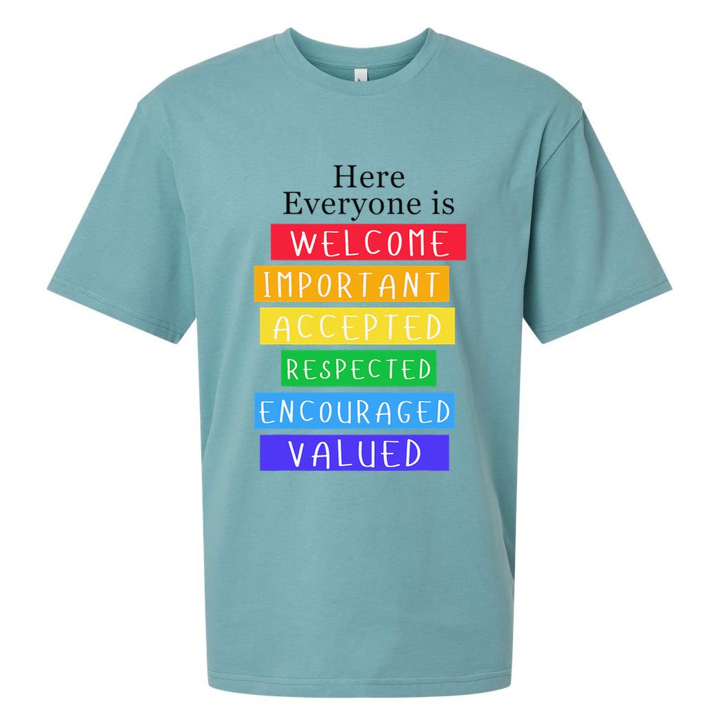 Here Everyone Is Welcome Important Idaho Teacher Funny Sueded Cloud Jersey T-Shirt
