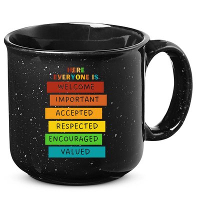 Here Everyone Is Welcome Important Accepted Respect Teacher 15oz Campfire Ceramic Mug