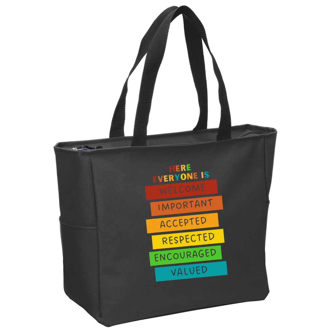 Here Everyone Is Welcome Important Accepted Respect Teacher Zip Tote Bag