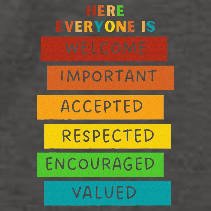 Here Everyone Is Welcome Important Accepted Respect Teacher Vector Backpack