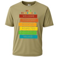 Here Everyone Is Welcome Important Accepted Respect Teacher Cooling Performance Crew T-Shirt