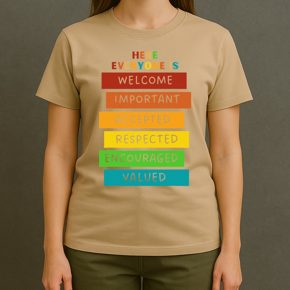 Here Everyone Is Welcome Important Accepted Respect Teacher T-Shirt