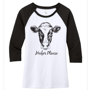 Heifer Please Funny Cow Women's Tri-Blend 3/4-Sleeve Raglan Shirt