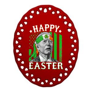 Happy Easter Joe Biden St Patricks Day Leprechaun Confused Cute Gift Ceramic Oval Ornament