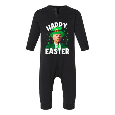 Happy Easter Joe Biden Leprechaun Shamrock St Patrick's Day Infant Fleece One Piece