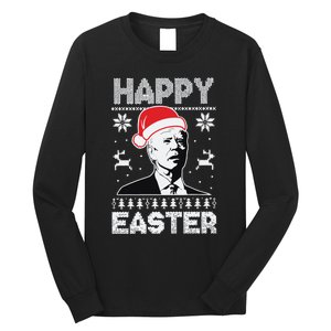 Happy Easter Joe Biden Funny Confused Joe Biden Ugly Christmas Long Sleeve Shirt