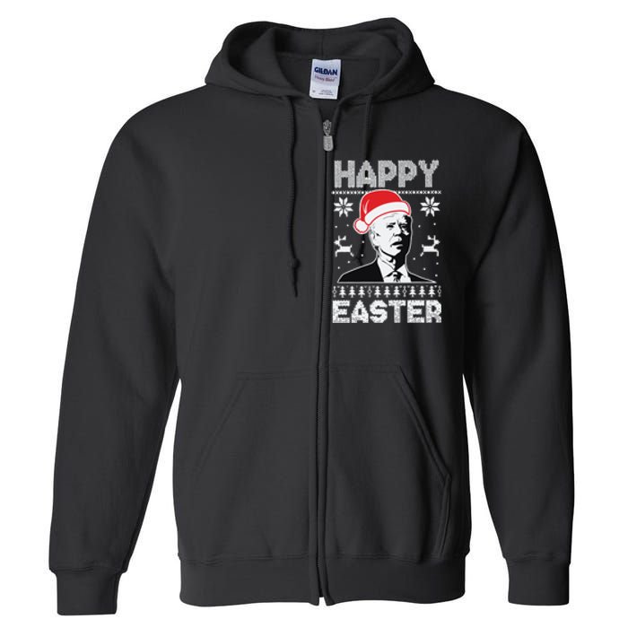 Happy Easter Joe Biden Funny Confused Joe Biden Ugly Christmas Full Zip Hoodie