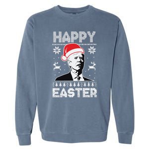 Happy Easter Joe Biden Funny Confused Joe Biden Ugly Christmas Garment-Dyed Sweatshirt