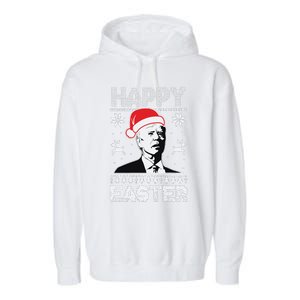 Happy Easter Joe Biden Funny Confused Joe Biden Ugly Christmas Garment-Dyed Fleece Hoodie