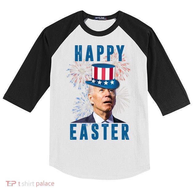 Happy Easter Joe Biden Funny 4th Of July Kids Colorblock Raglan Jersey