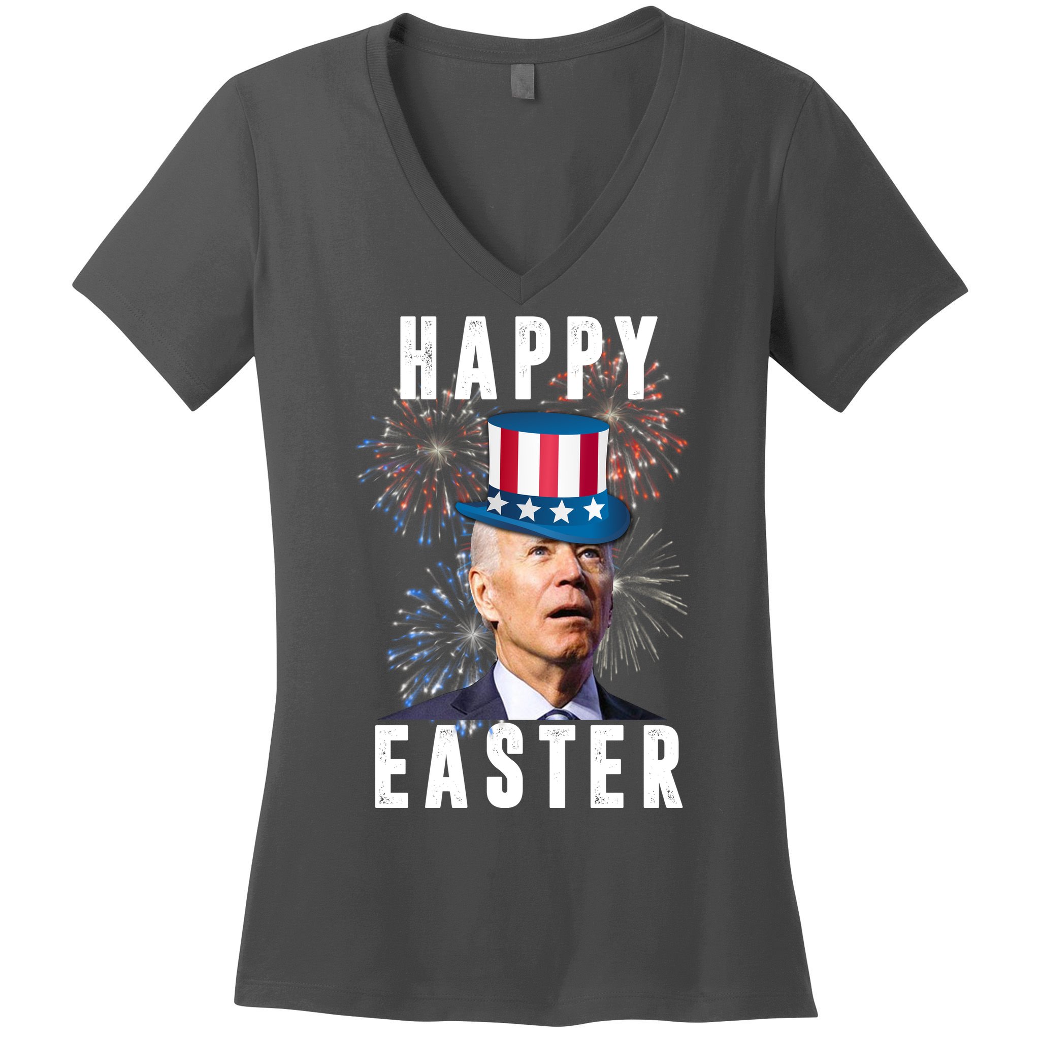 Happy Easter Joe Biden Funny 4th Of July Women's V-Neck T-Shirt