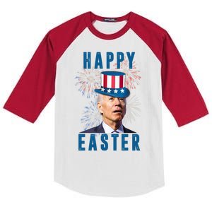 Happy Easter Joe Biden Funny 4th Of July Kids Colorblock Raglan Jersey