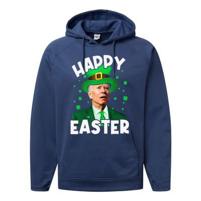 Happy Easter Joe Biden Leprechaun Shamrock St Patrick's Day Performance Fleece Hoodie