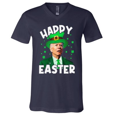 Happy Easter Joe Biden Leprechaun Shamrock St Patrick's Day V-Neck T-Shirt