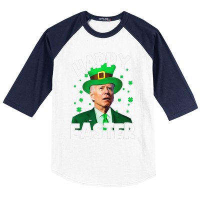 Happy Easter Joe Biden Leprechaun Shamrock St Patrick's Day Baseball Sleeve Shirt