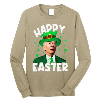 Happy Easter Joe Biden Leprechaun Shamrock St Patrick's Day Long Sleeve Shirt