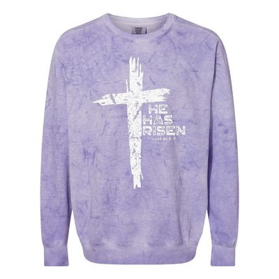 Happy Easter Jesus He Has Risen Religious Christian Colorblast Crewneck Sweatshirt