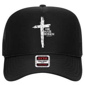 Happy Easter Jesus He Has Risen Religious Christian High Crown Mesh Back Trucker Hat