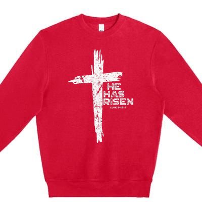 Happy Easter Jesus He Has Risen Religious Christian Premium Crewneck Sweatshirt