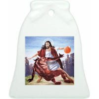 Happy Easter Jesus Satan Basketball Ceramic Bell Ornament