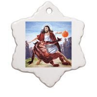 Happy Easter Jesus Satan Basketball Ceramic Star Ornament