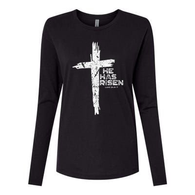 Happy Easter Jesus He Has Risen Religious Christian Womens Cotton Relaxed Long Sleeve T-Shirt