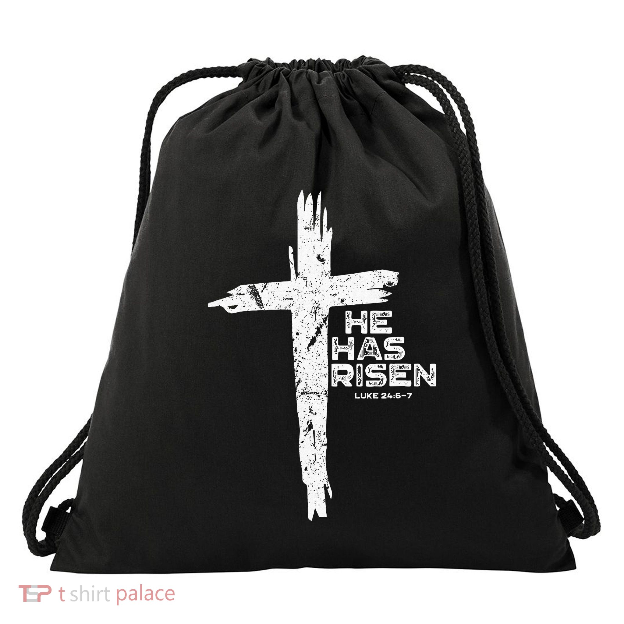 Happy Easter Jesus He Has Risen Religious Christian Drawstring Bag