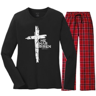 Happy Easter Jesus He Has Risen Religious Christian Women's Long Sleeve Flannel Pajama Set 