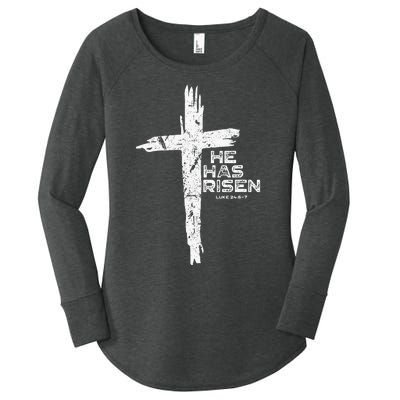 Happy Easter Jesus He Has Risen Religious Christian Women's Perfect Tri Tunic Long Sleeve Shirt