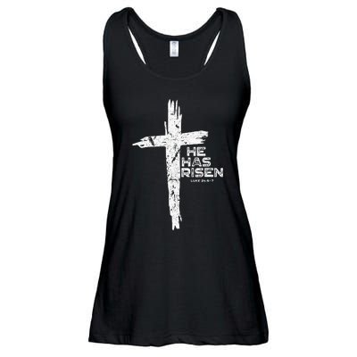 Happy Easter Jesus He Has Risen Religious Christian Ladies Essential Flowy Tank