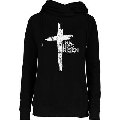 Happy Easter Jesus He Has Risen Religious Christian Womens Funnel Neck Pullover Hood