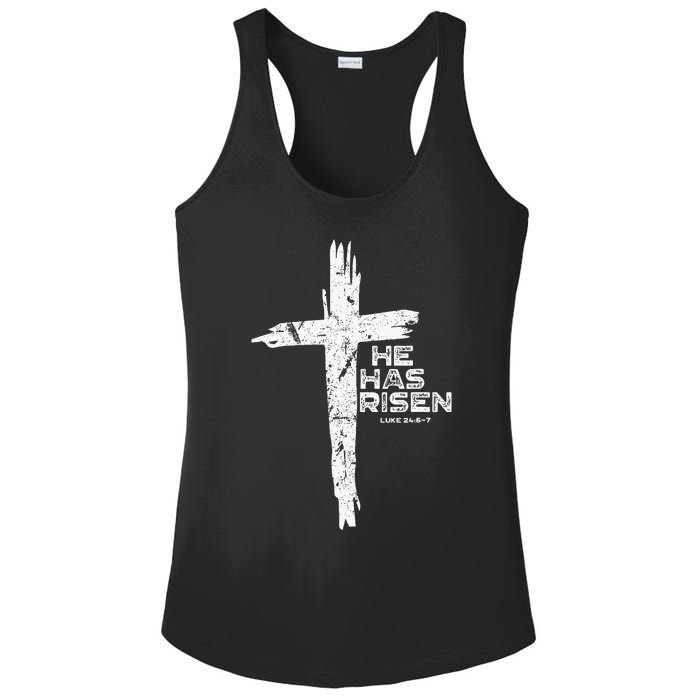 Happy Easter Jesus He Has Risen Religious Christian Ladies PosiCharge Competitor Racerback Tank