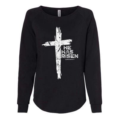 Happy Easter Jesus He Has Risen Religious Christian Womens California Wash Sweatshirt