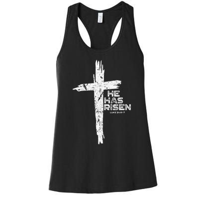 Happy Easter Jesus He Has Risen Religious Christian Women's Racerback Tank