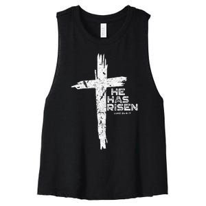 Happy Easter Jesus He Has Risen Religious Christian Women's Racerback Cropped Tank