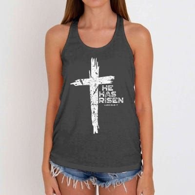 Happy Easter Jesus He Has Risen Religious Christian Women's Knotted Racerback Tank