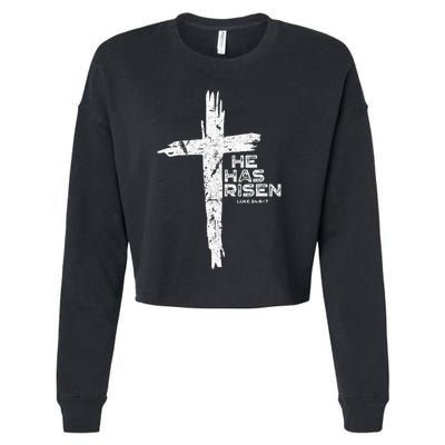 Happy Easter Jesus He Has Risen Religious Christian Cropped Pullover Crew