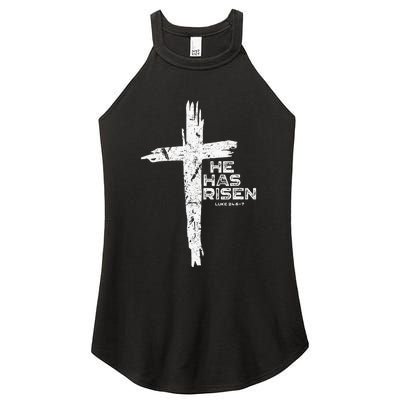 Happy Easter Jesus He Has Risen Religious Christian Women's Perfect Tri Rocker Tank