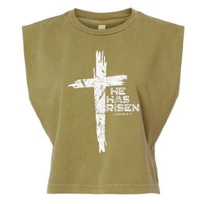 Happy Easter Jesus He Has Risen Religious Christian Garment-Dyed Women's Muscle Tee