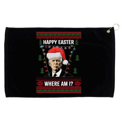 Happy Easter Joe Biden Xmas Lights Ugly Christmas Sweater Gift Grommeted Golf Towel