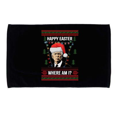 Happy Easter Joe Biden Xmas Lights Ugly Christmas Sweater Gift Microfiber Hand Towel