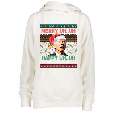 Happy Easter Joe Biden Merry Uh Uh Ugly Christmas Gift Womens Funnel Neck Pullover Hood