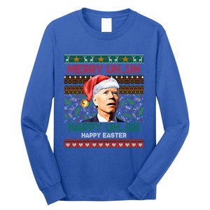 Happy Easter Joe Biden Merry Uh Uh Ugly Christmas Gift Long Sleeve Shirt