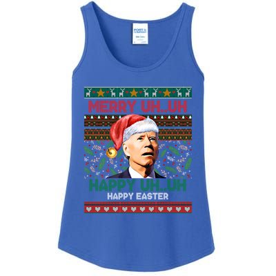 Happy Easter Joe Biden Merry Uh Uh Ugly Christmas Gift Ladies Essential Tank