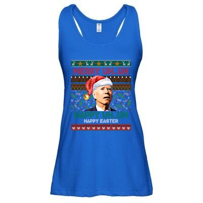 Happy Easter Joe Biden Merry Uh Uh Ugly Christmas Gift Ladies Essential Flowy Tank