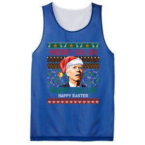 Happy Easter Joe Biden Merry Uh Uh Ugly Christmas Gift Mesh Reversible Basketball Jersey Tank