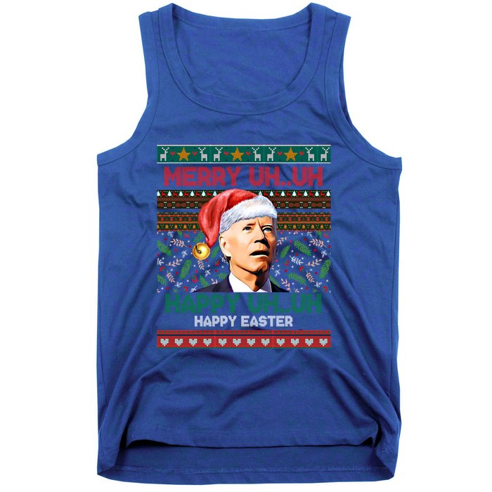 Happy Easter Joe Biden Merry Uh Uh Ugly Christmas Gift Tank Top