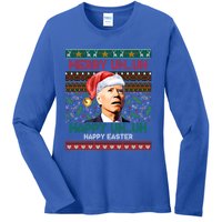 Happy Easter Joe Biden Merry Uh Uh Ugly Christmas Gift Ladies Long Sleeve Shirt