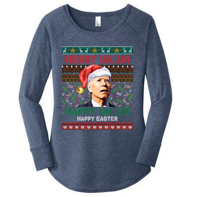 Happy Easter Joe Biden Merry Uh Uh Ugly Christmas Gift Women's Perfect Tri Tunic Long Sleeve Shirt