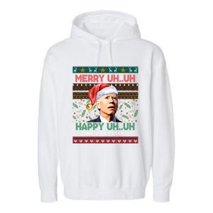 Happy Easter Joe Biden Merry Uh Uh Ugly Christmas Gift Garment-Dyed Fleece Hoodie